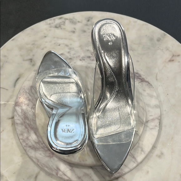 Zara Vinyl Silver Wedge Sandal - Picture 8 of 9